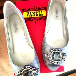 Vaneli Asela Pewter Bejeweled Flats, 8M
